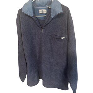 River Trader gray and blue quarter zip shirt size L
